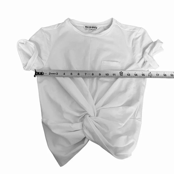 Walter Baker White Camilla Crop Top Twisted Short Rolled Sleeves crew neck XS - Picture 10 of 13